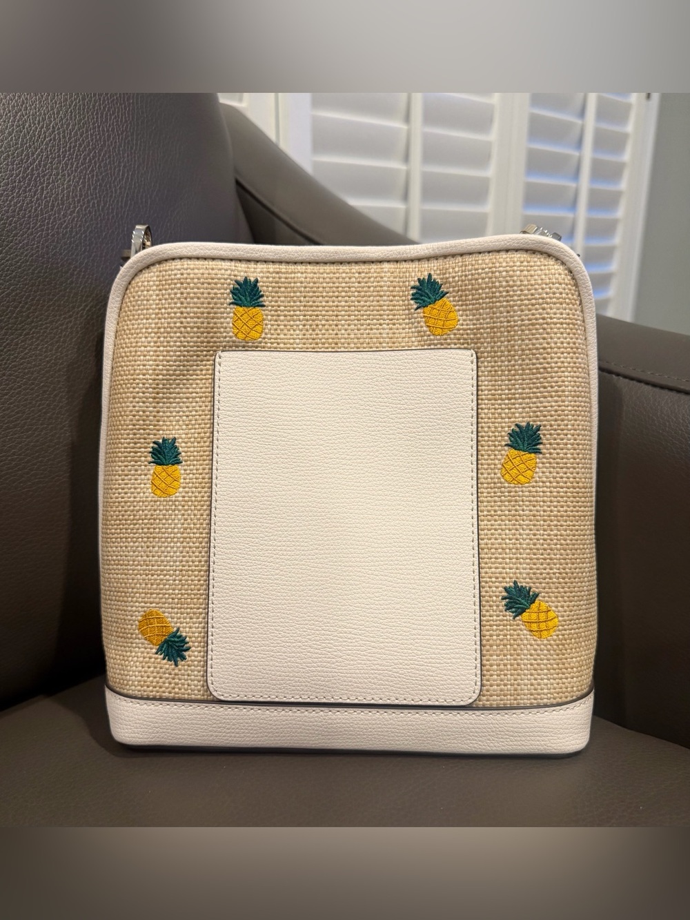 kate spade Cream Rafia Crossbody with Yellow Pineapple Embroidery - Picture 4 of 8